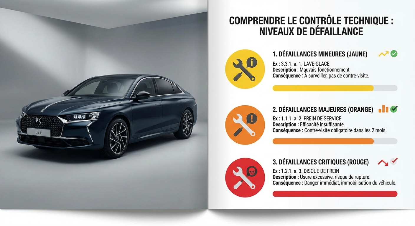 Guide de lecture du contrôle technique : niveaux de défaillance et codes à connaître