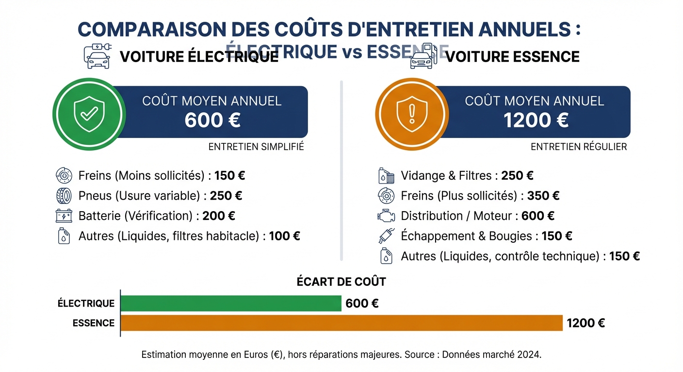 Comparatif du coût d'entretien annuel voiture électrique vs thermique