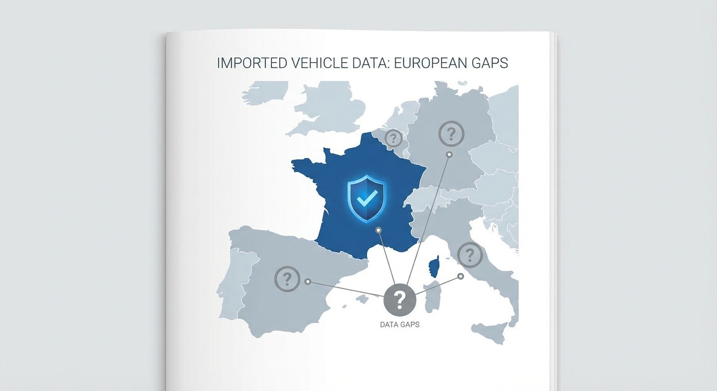 Carte montrant les angles morts d'Histovec pour les véhicules importés d'Europe