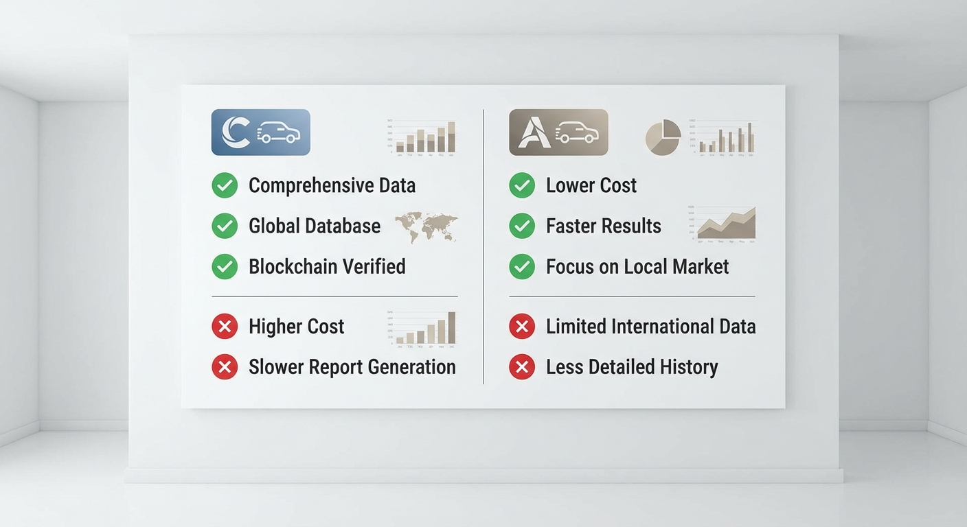 Comparaison des points forts et limites de Carvertical et Autoviza