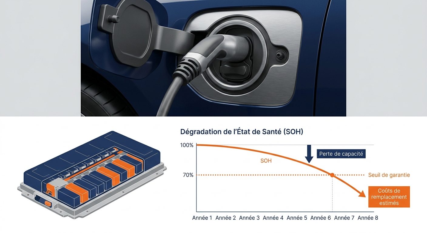 Infographie du vieillissement d'une batterie de véhicule électrique