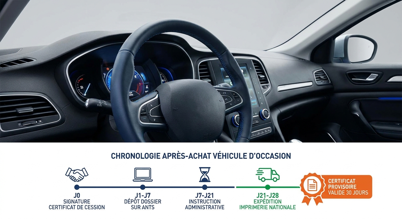 Calendrier légal des 30 jours pour faire la carte grise après l'achat d'une voiture d'occasion