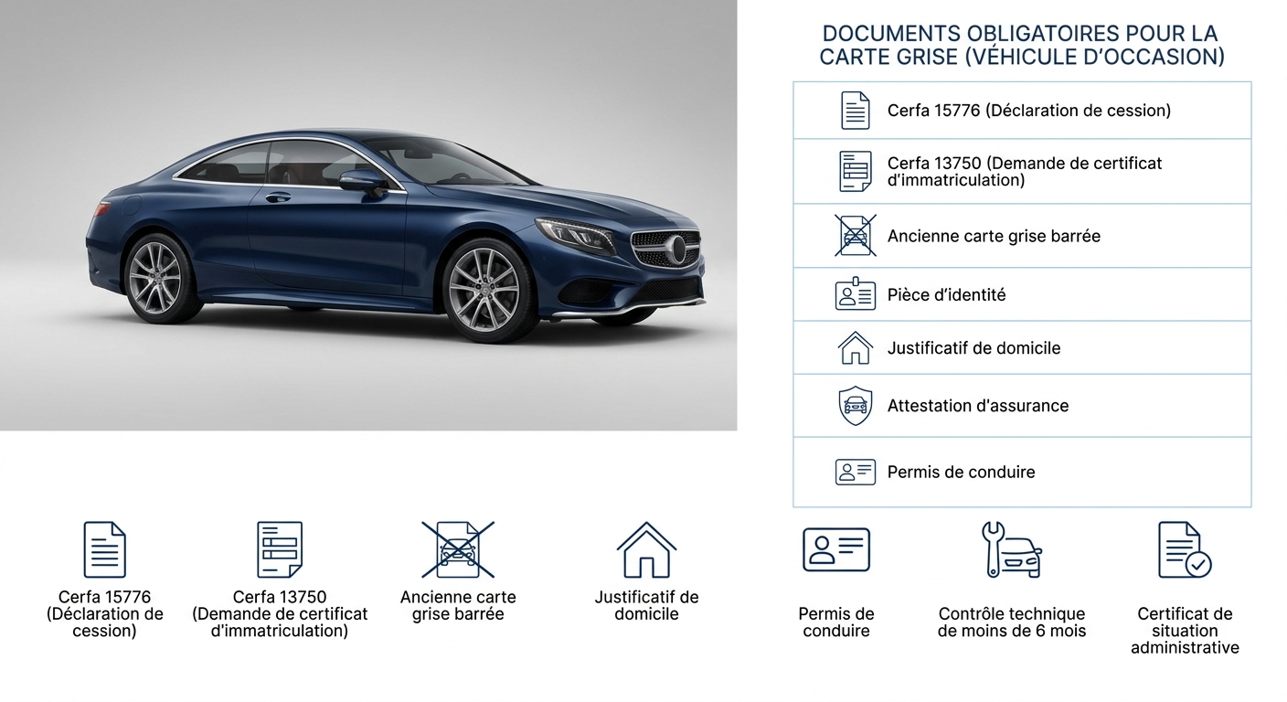 Liste des 9 documents obligatoires pour la carte grise d'une voiture d'occasion