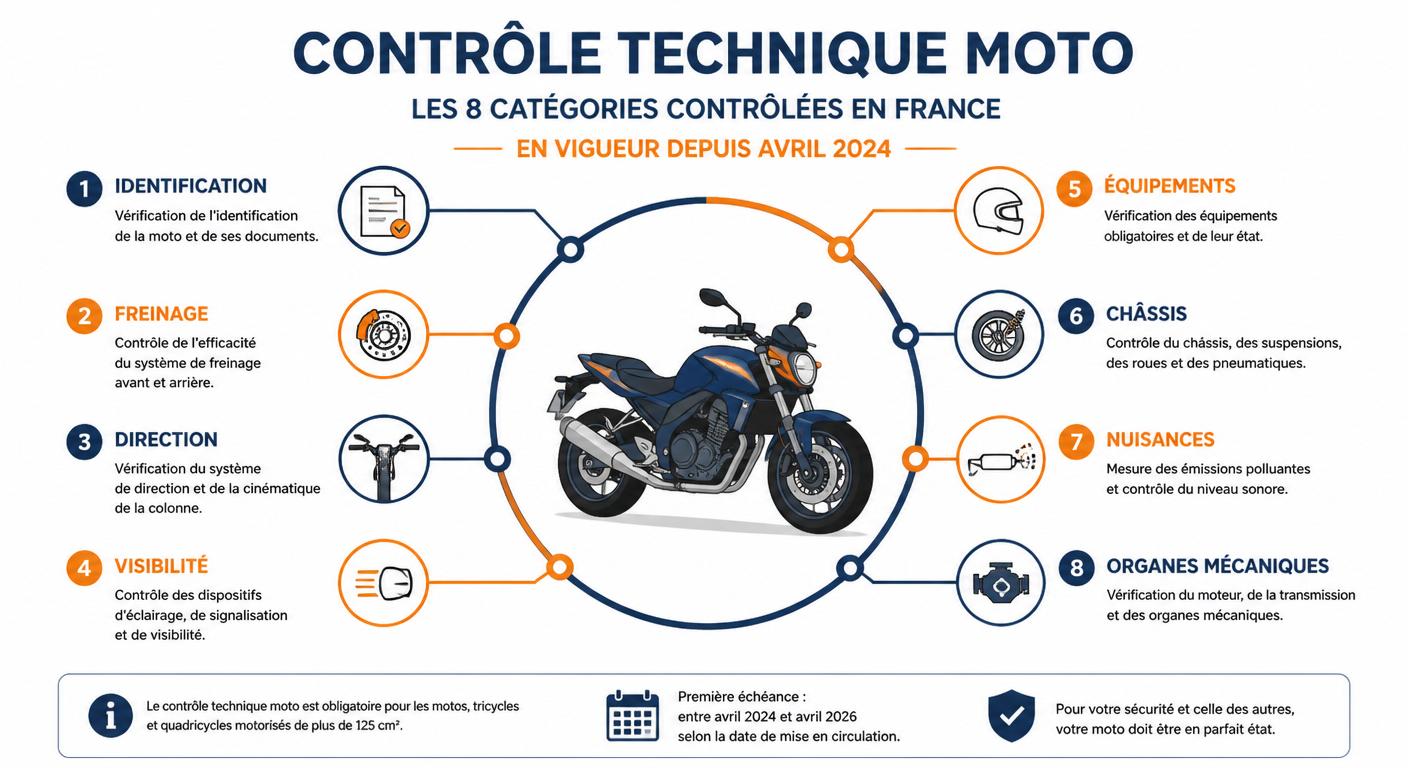 Catégories de contrôle du nouveau contrôle technique deux-roues en 2024
