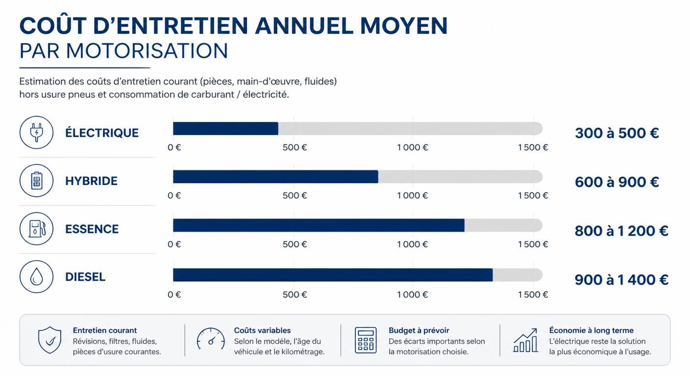 Infographie du coût d'entretien annuel par type de motorisation