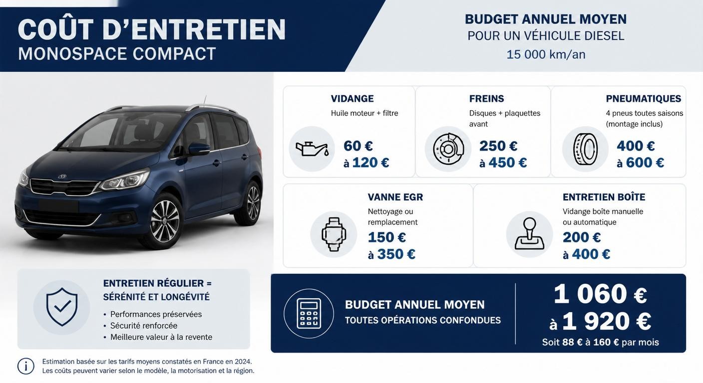 Infographie du budget d'entretien annuel d'une BMW Série 2 Active Tourer d'occasion