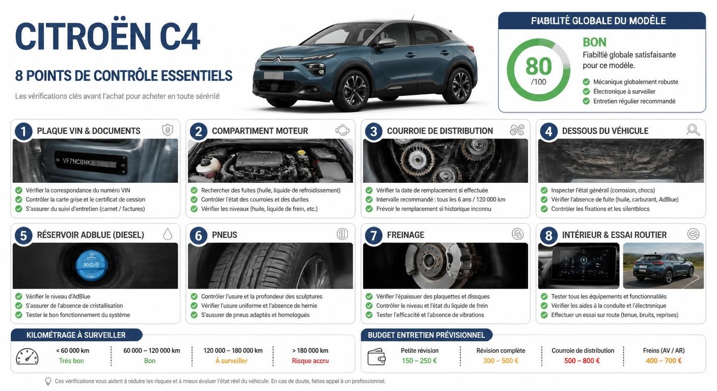 Parcours d'inspection visuelle pour acheter une Citroën C4 d'occasion
