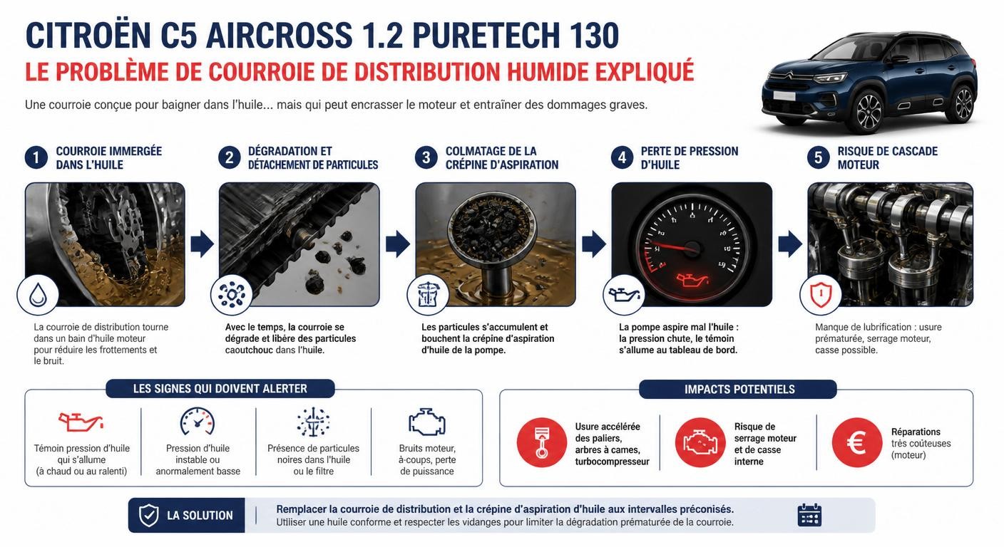 Schéma du problème de courroie humide sur le C5 Aircross 1.2 PureTech 130