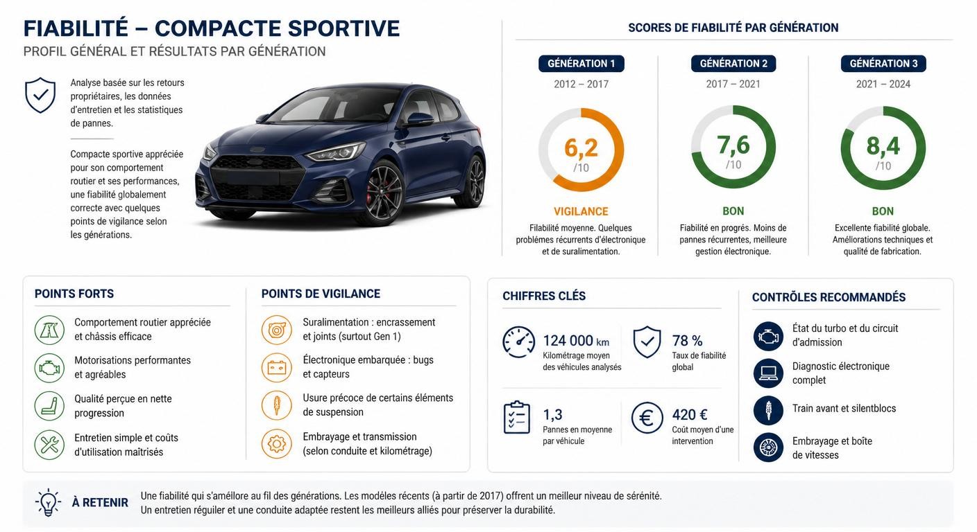 Infographie du niveau de fiabilité de la Cupra Leon par génération
