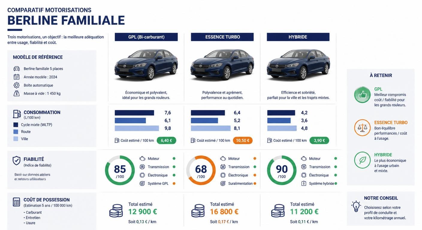 Infographie comparative de la fiabilité des trois motorisations du Dacia Jogger