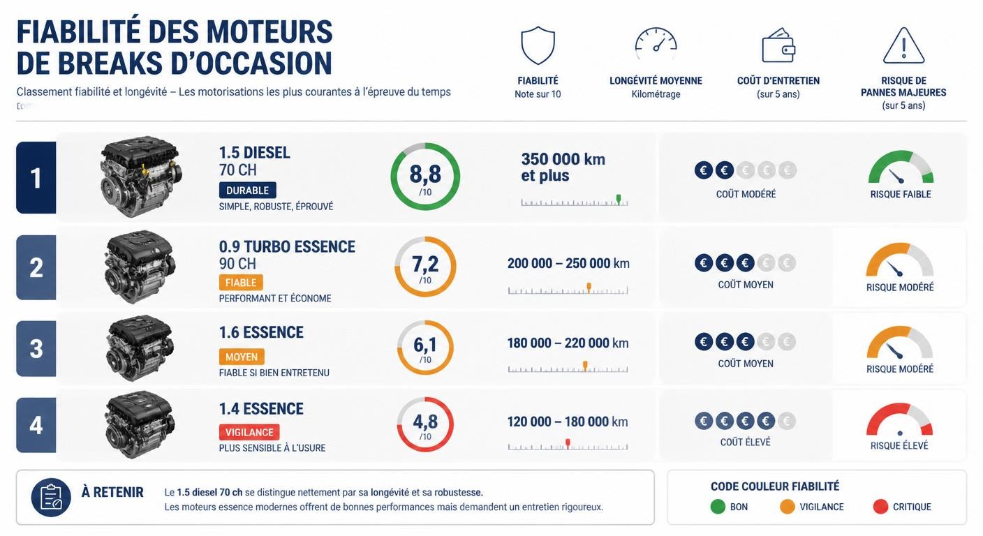 Infographie du classement de fiabilité des moteurs de la Dacia Logan MCV