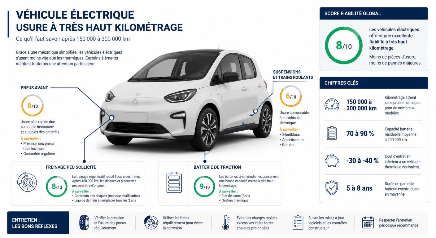 Infographie des points d'usure de la Fiat 500e
