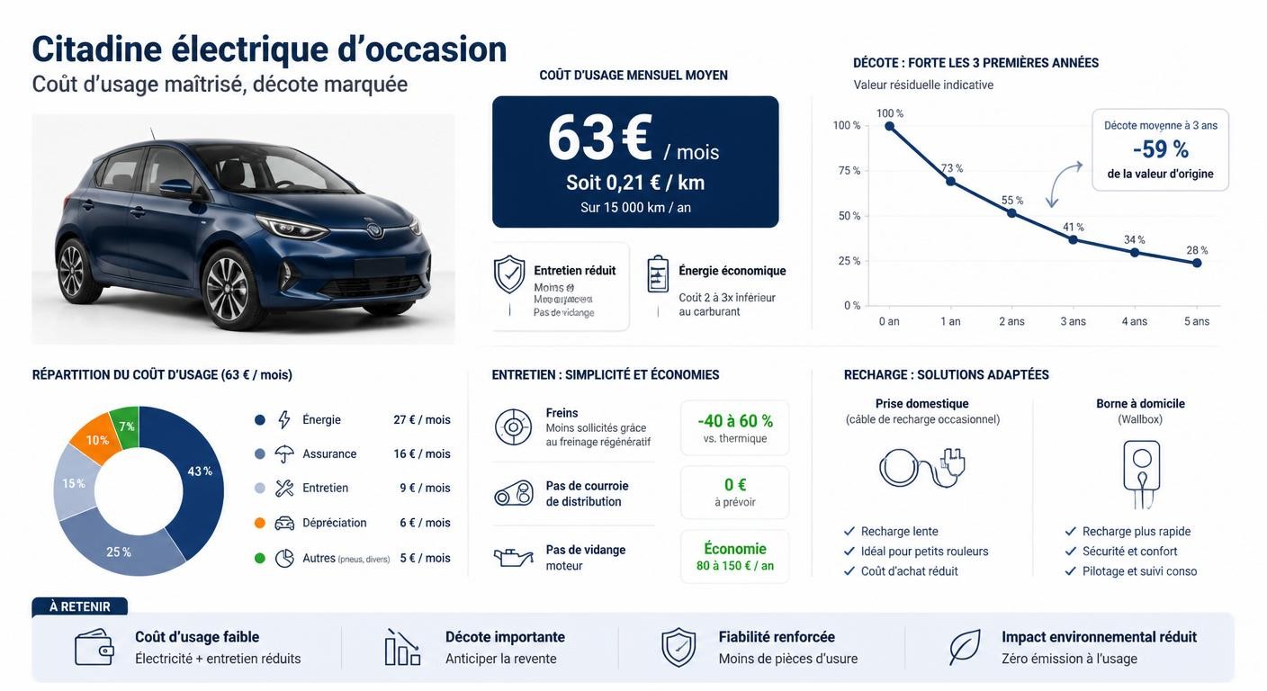 Infographie du coût d'entretien et de la décote de la Fiat 500e
