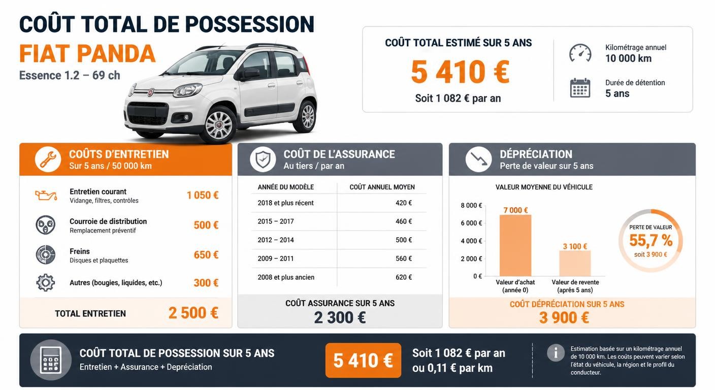 Infographie coût total de possession Fiat Panda d'occasion