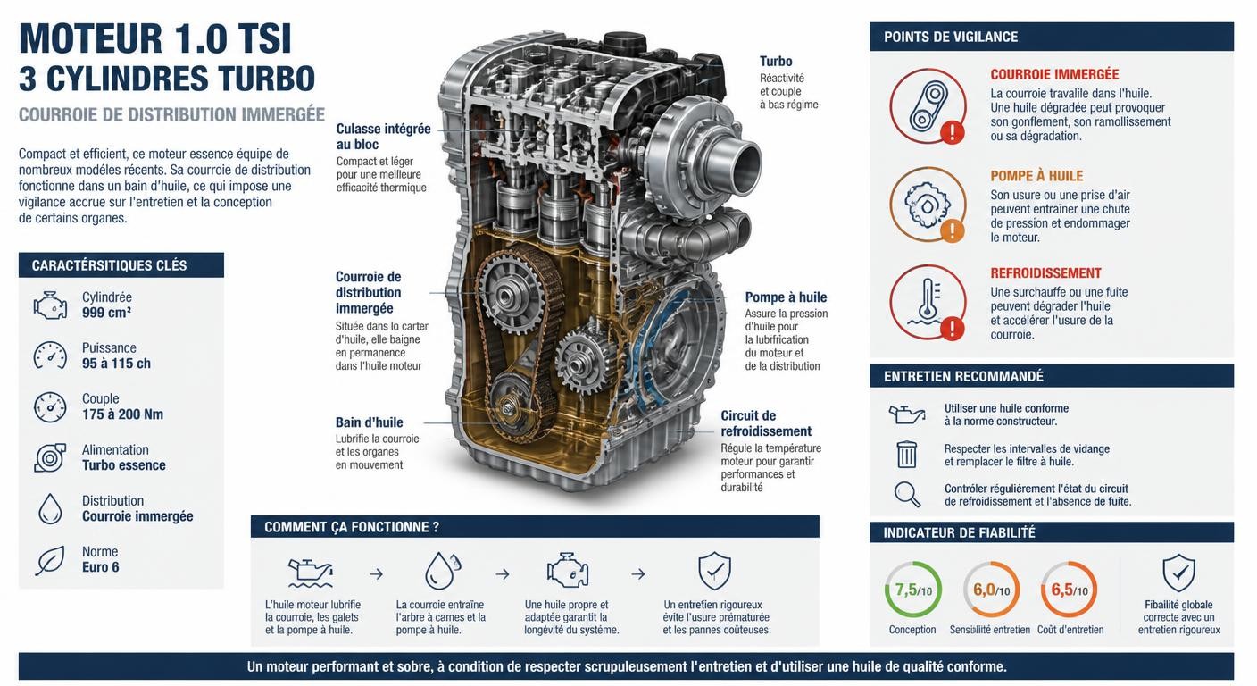 Infographie des points faibles du moteur 1.0 EcoBoost de la Ford Fiesta