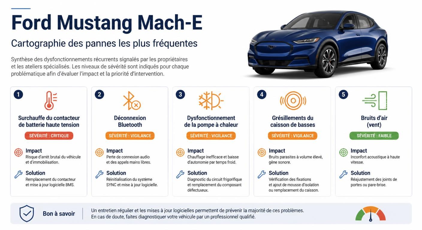 Infographie des pannes les plus fréquentes de la Ford Mustang Mach-E