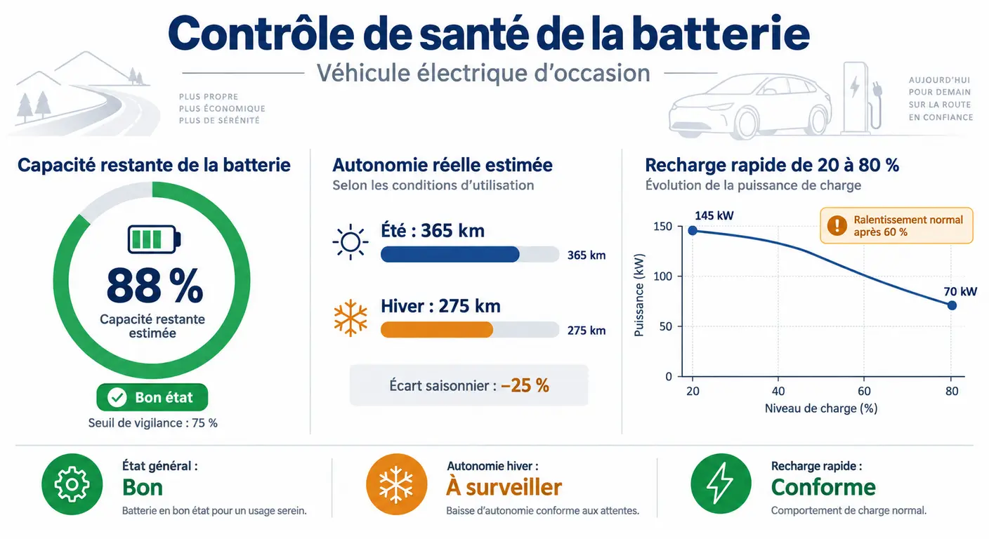 Les trois indicateurs à relever pour évaluer la santé de la batterie d'un Kia EV6 d'occasion