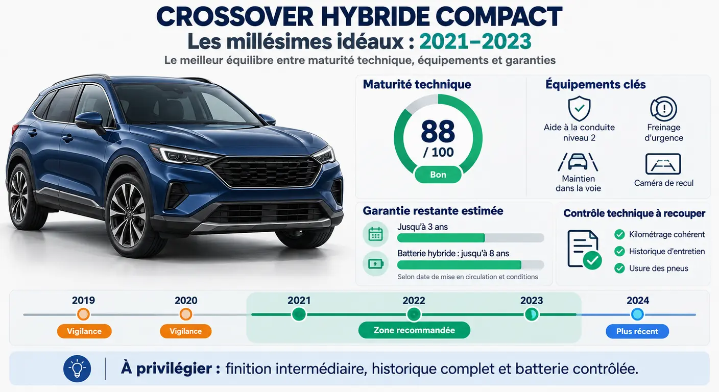 Infographie montrant pourquoi les millésimes 2020 et 2021 du Kia Niro forment le meilleur compromis