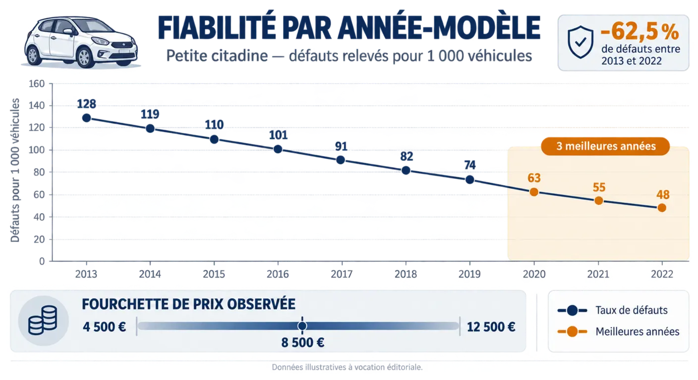 Graphique du taux de défaut de la Kia Picanto par millésime de 2013 à 2022