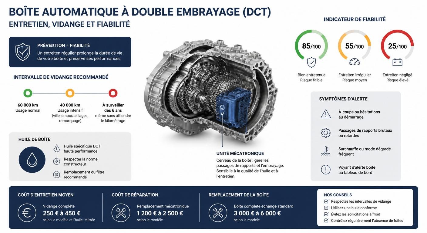 Infographie sur l'entretien de la boîte DSG de la Seat Alhambra