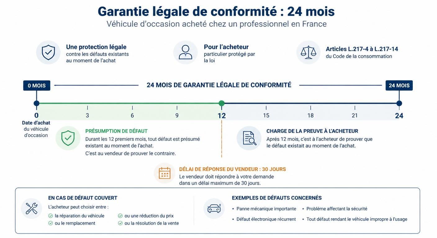 Frise des 24 mois de garantie legale de conformite avec zone de presomption 12 mois