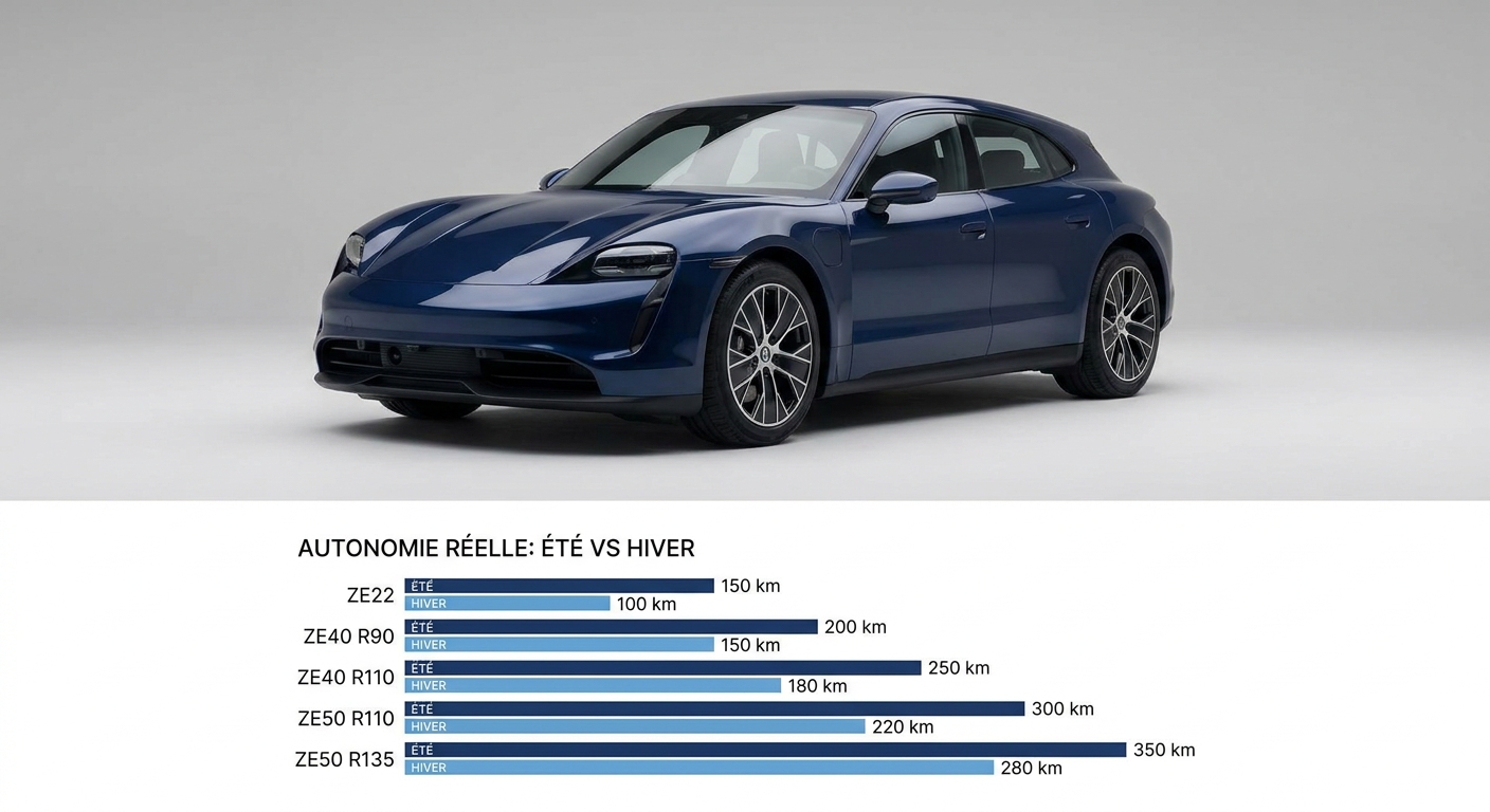 Infographie autonomie réelle Renault Zoé occasion par version et par saison